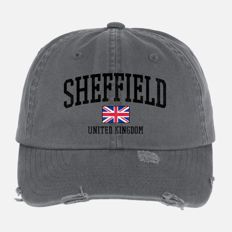 Sheffield, Royaume-Uni, drapeau vieilli Casquette vintage effet usé Flexfit