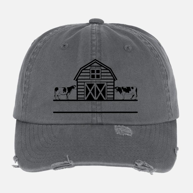 Farm cows monogram Flexfit Vintage Destroyed Cap