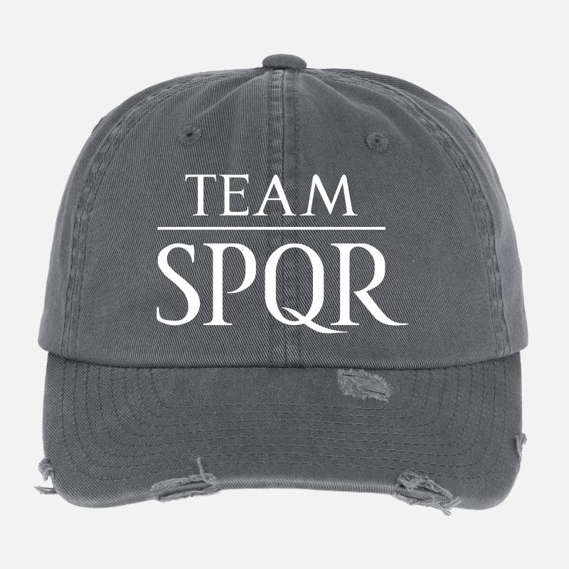 Team SPQR Logo Vector Bright Flexfit Vintage Destroyed Cap
