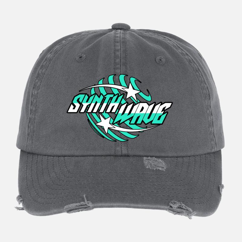 Synthétiseur Synth Wave Casquette vintage effet usé Flexfit