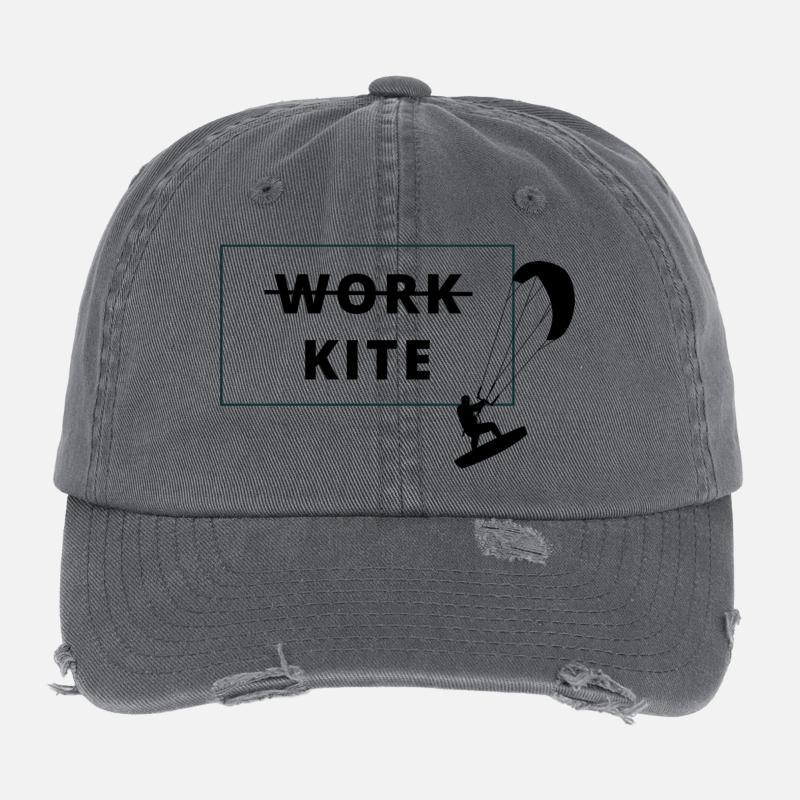 Kitesurfing, no work - kite Flexfit Vintage Destroyed Cap