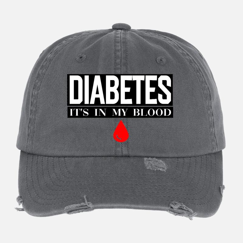 Le diabète, c’est dans mon sang Casquette vintage effet usé Flexfit