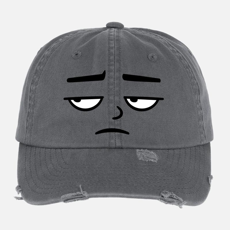 Grumpy sad disappointed face funny Flexfit Vintage Destroyed Cap