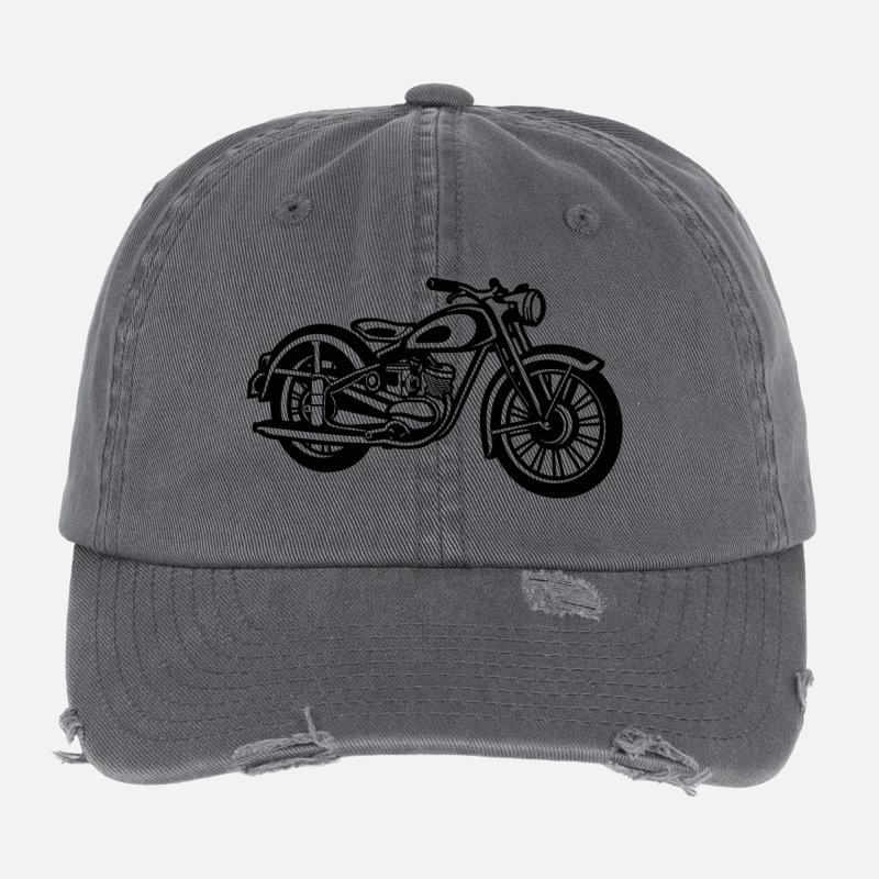 Motorcycle / Classic Motorcycle 04_black Flexfit Vintage Destroyed Cap