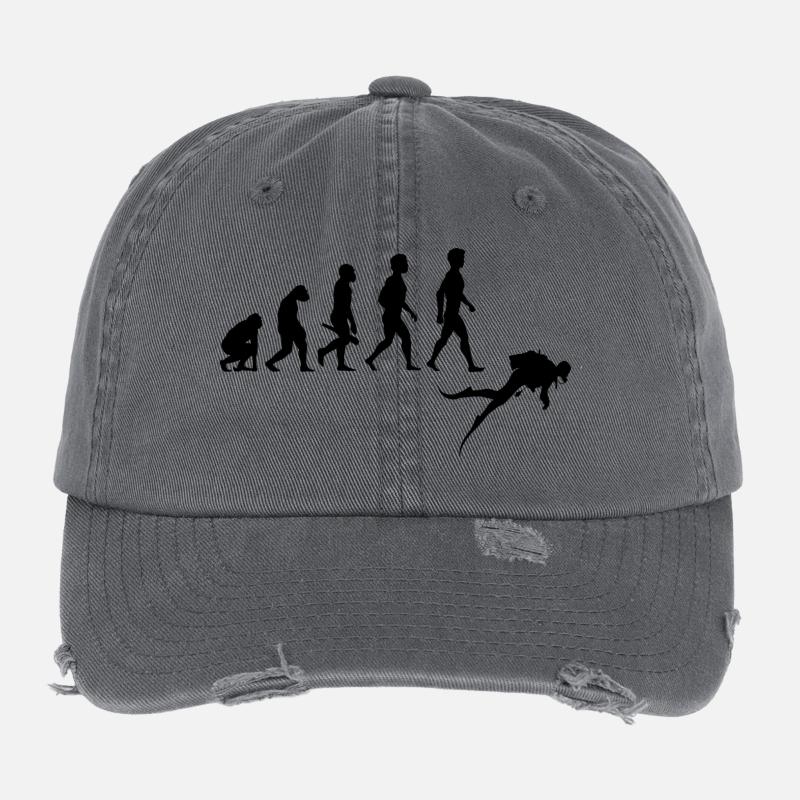 Diver diving diver diving underwater evolution Flexfit Vintage Destroyed Cap