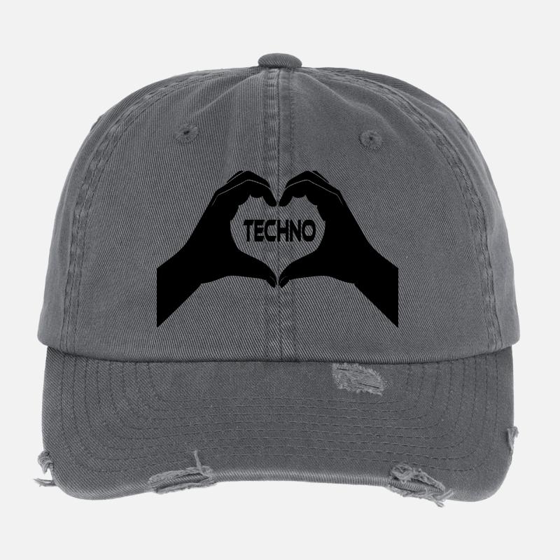 I Love Techno Flexfit Vintage Destroyed Cap