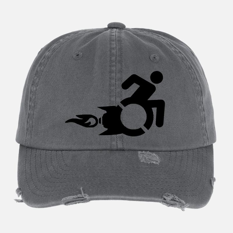 Wheelchair user with rocket propulsion # - Flexfit Vintage Destroyed Cap - dark grey