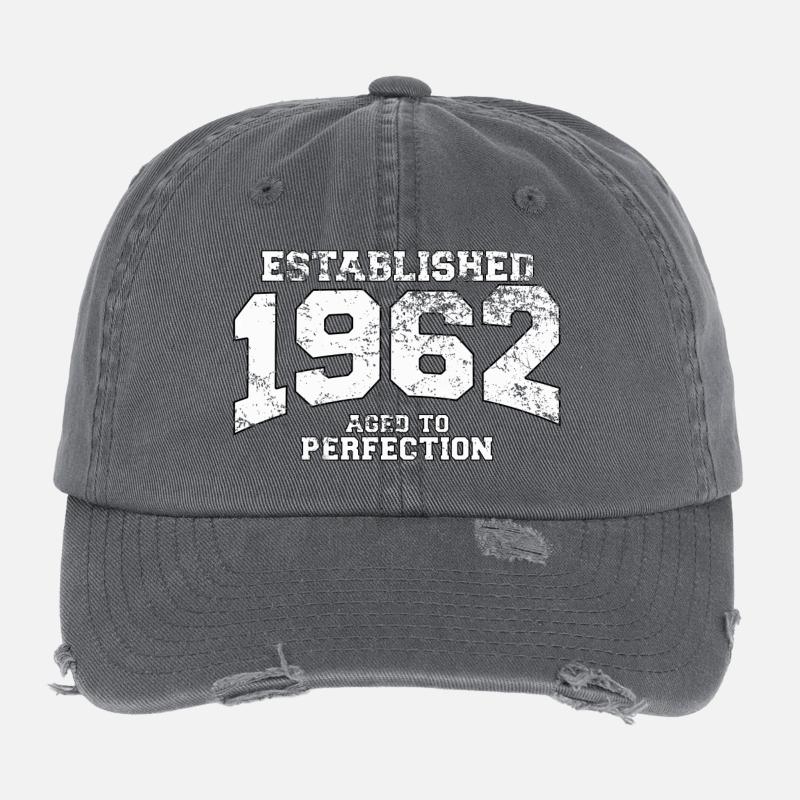 established 1962 - aged to perfection (fr) Casquette vintage effet usé Flexfit