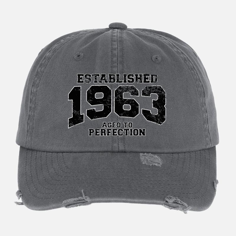established 1963 - aged to perfection(fr) Casquette vintage effet usé Flexfit