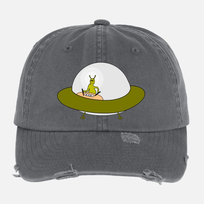 Alien Ufo Freundschaftsmotiv Flexfit Vintage Destroyed Cap