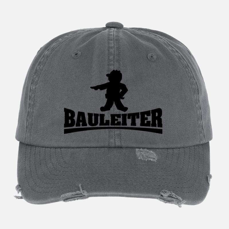 bauleiter4_mit_chefchen - Flexfit Vintage Destroyed Cap - Dunkelgrau