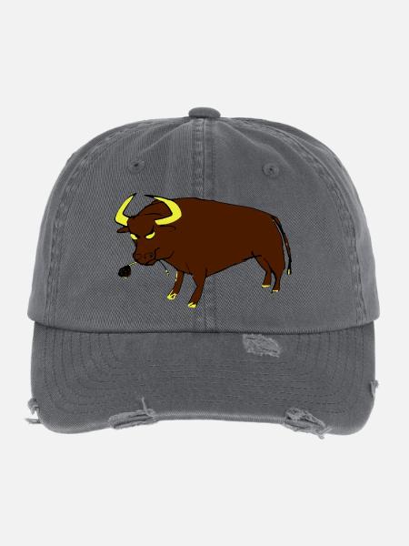 Taureau Basque - Casquette vintage effet usé Flexfit - charbon - Devant