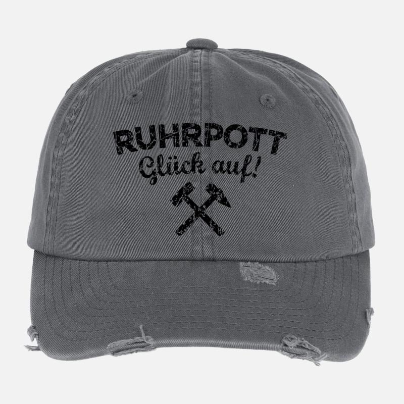 Ruhrpott Glück Auf Ruhrgebiet (Vintage/Schwarz) Flexfit Vintage Destroyed Cap