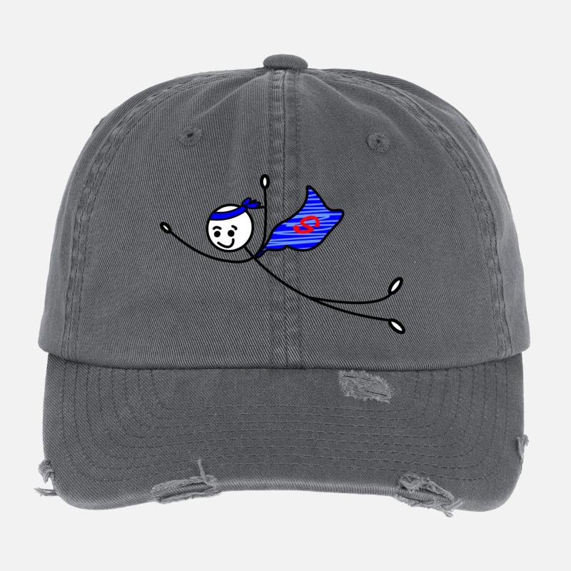 Superhelden-Strichmännchen Flexfit Vintage Destroyed Cap