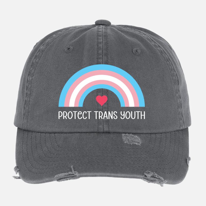 LGBT Pride Month - Protect Trans Youth Flexfit Vintage Destroyed Cap