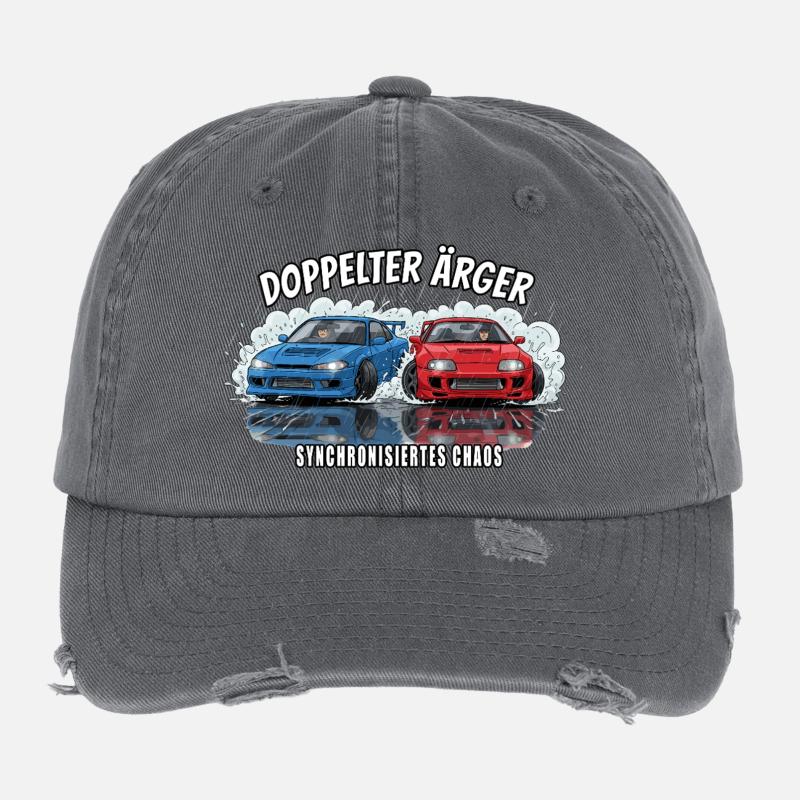 Double Trouble - Synchronized Chaos Flexfit Vintage Destroyed Cap