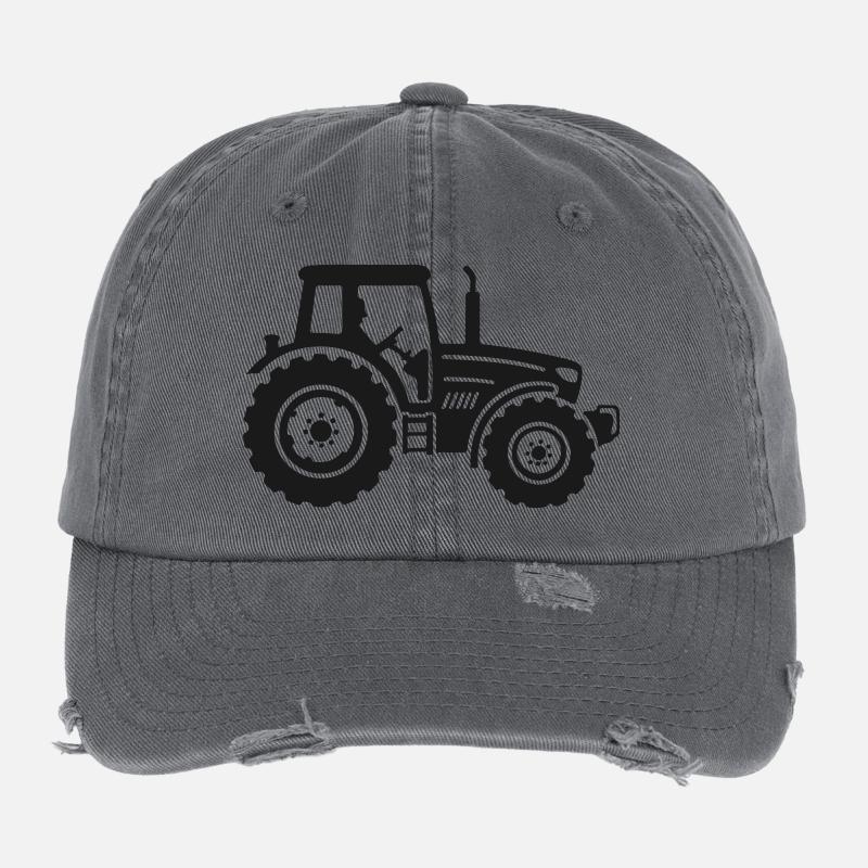 Traktor Landmaschine Silhouette Trecker Bauer Flexfit Vintage Destroyed Cap