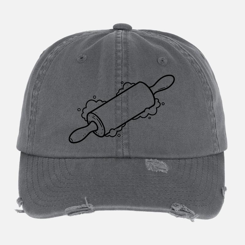 Rolling Pin Baking Roll Flour Outline Flexfit Vintage Destroyed Cap