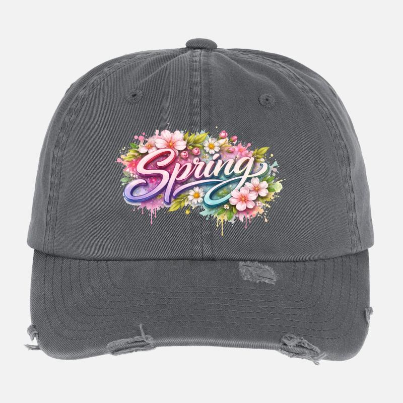 Spring lettering with flowers Description Flexfit Vintage Destroyed Cap