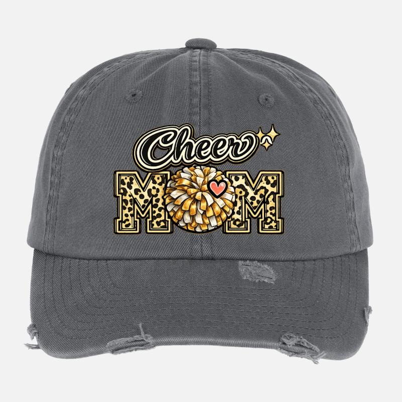 Cheer Mom Leopard Shirt – Muttertagsgeschenk Flexfit Vintage Destroyed Cap