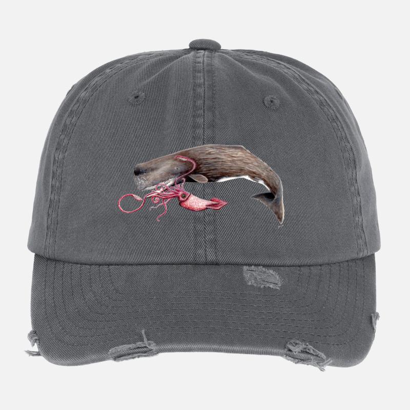 Avec cachalot calmars - cachalot - Cachalot Casquette vintage effet usé Flexfit