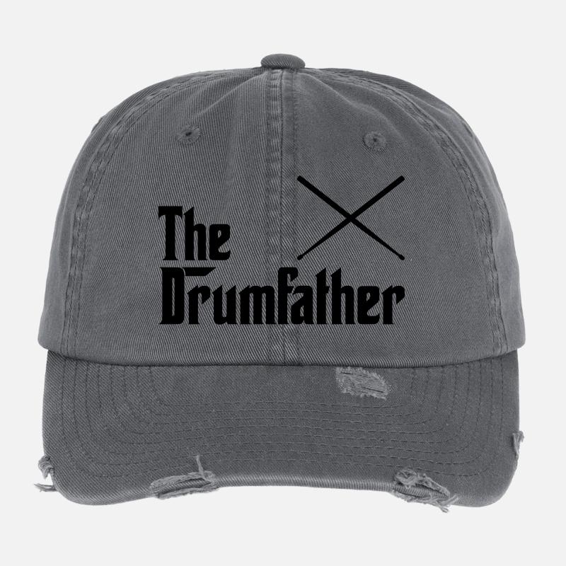 Drumfather T-Shirt Gift Idea Birthday Funny Flexfit Vintage Destroyed Cap