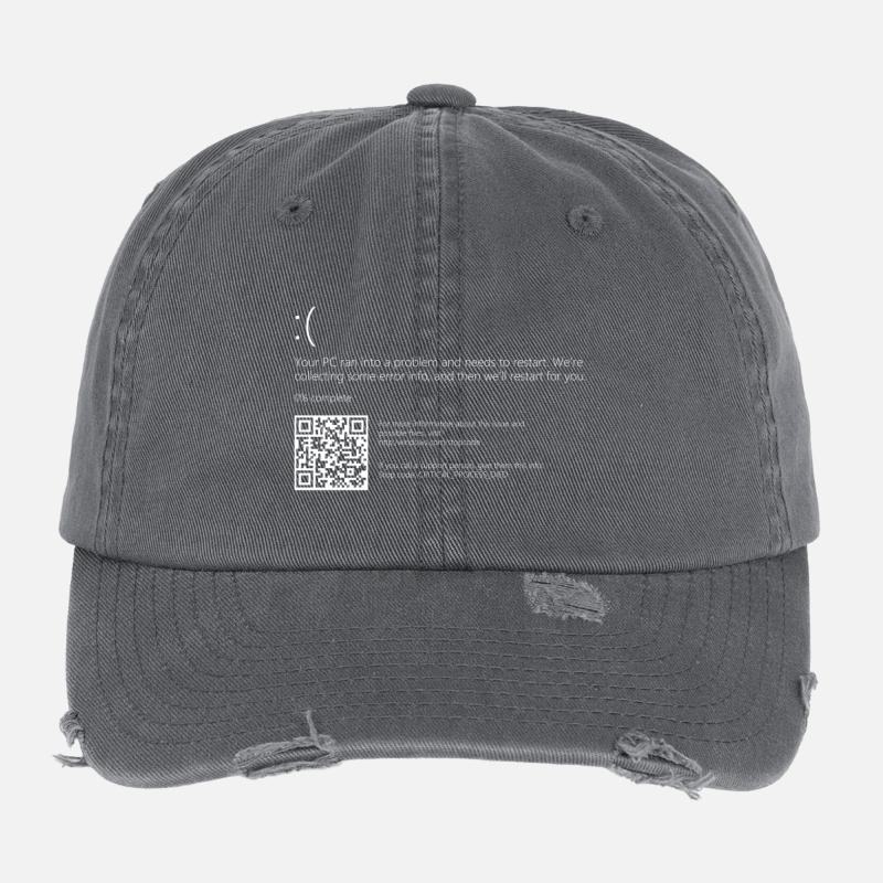 Windows 10 Blue Screen Flexfit Vintage Destroyed Cap