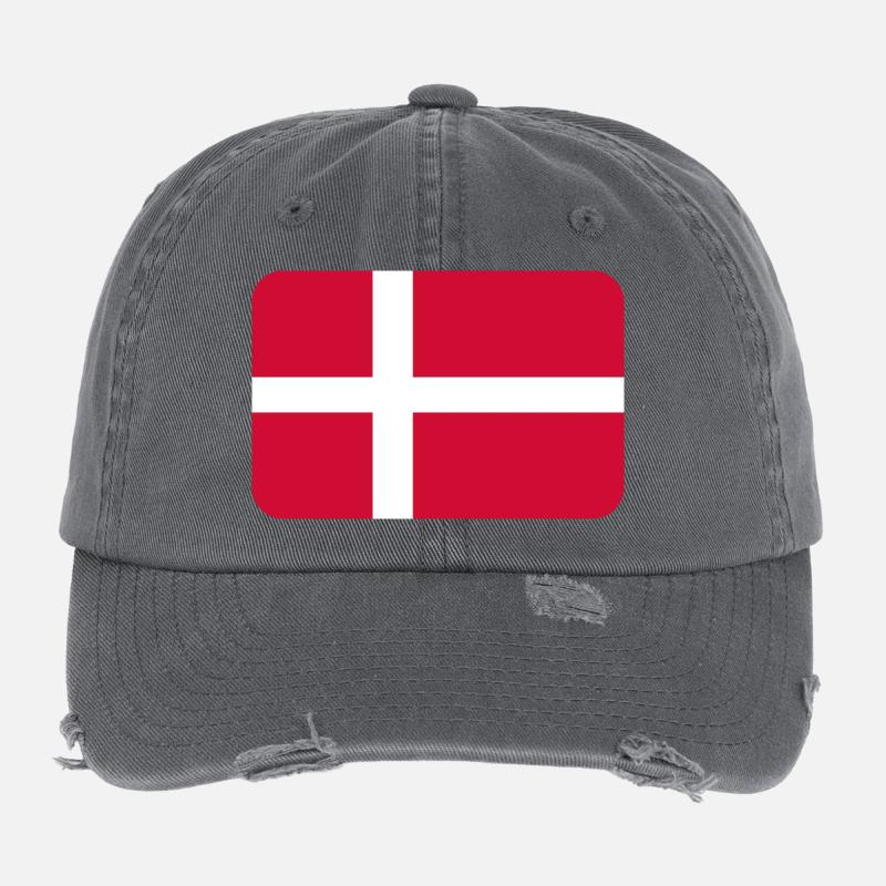 DENMARK FLAG round corner 400 dpi Flexfit Vintage Destroyed Cap
