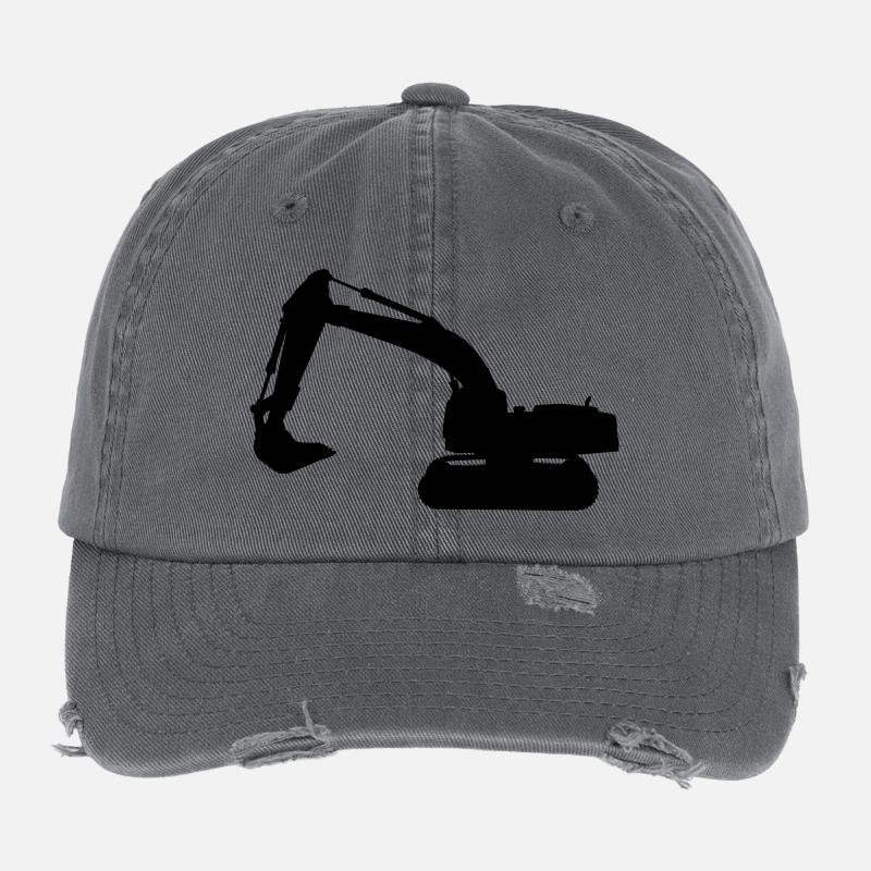 digger truck construction machine Flexfit Vintage Destroyed Cap