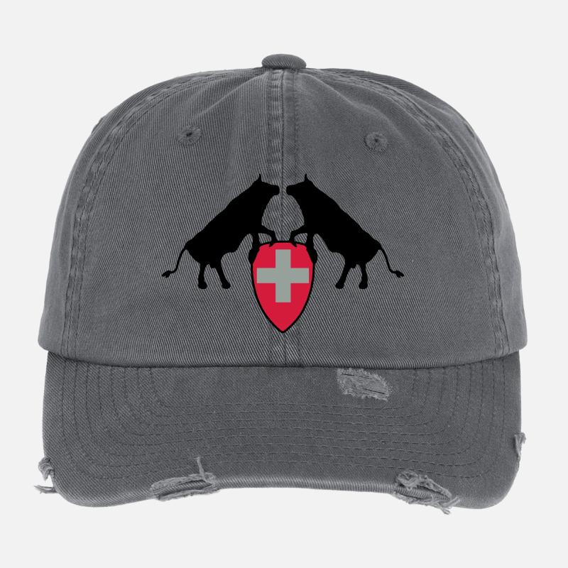 schweiz - Flexfit Vintage Destroyed Cap - Dunkelgrau