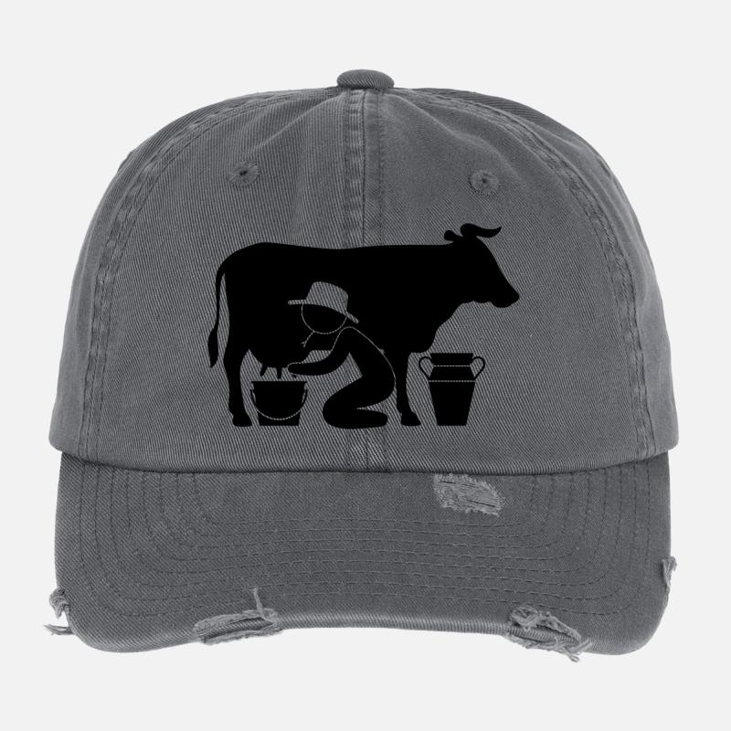 Bauer beim Melken einer Kuh Flexfit Vintage Destroyed Cap