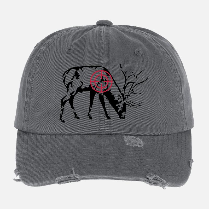 Cerf broutant Casquette vintage effet usé Flexfit