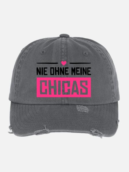 nie ohne meine chicas - Flexfit Vintage Destroyed Cap - Dunkelgrau - Vorne