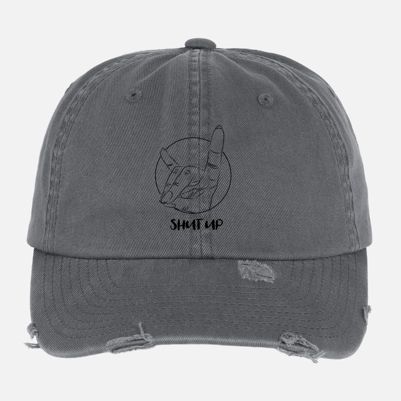 Drawing - Shut up! Hand sign Flexfit Vintage Destroyed Cap