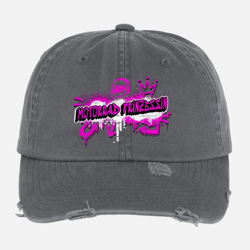 Motorrad Prinzessin Graffiti Design Flexfit Vintage Destroyed Cap