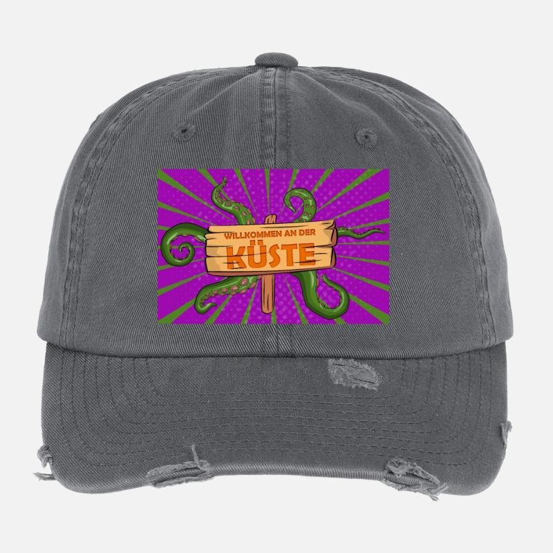 Willkommen an der Küste Spooky Halloween Comic Flexfit Vintage Destroyed Cap
