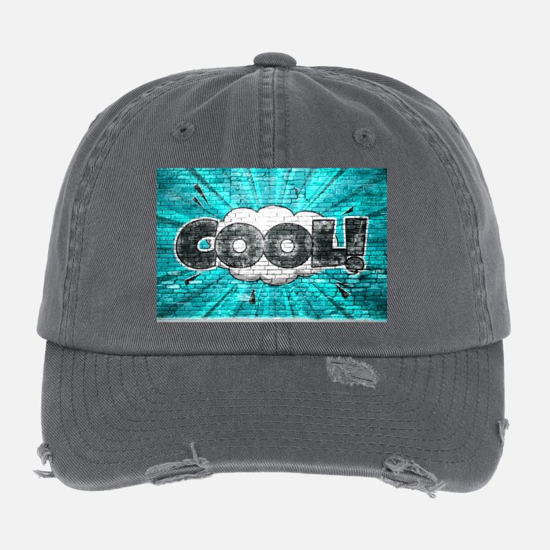 cool Comic Style Bubble Graffiti Lettering sur Bric Casquette vintage effet usé Flexfit