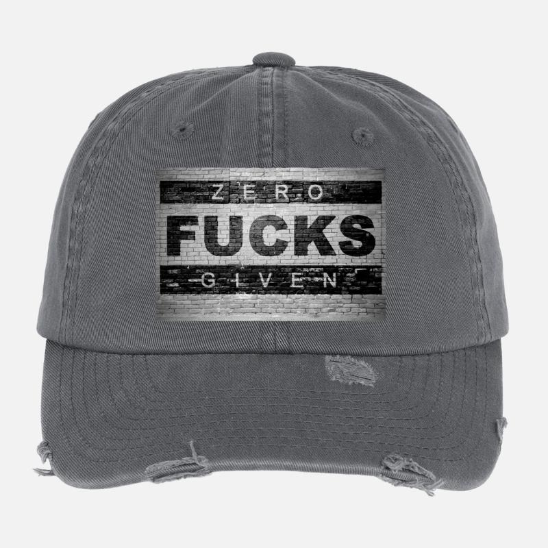 Zero Fucks Given Ziegelsteinmauer Graffiti Flexfit Vintage Destroyed Cap