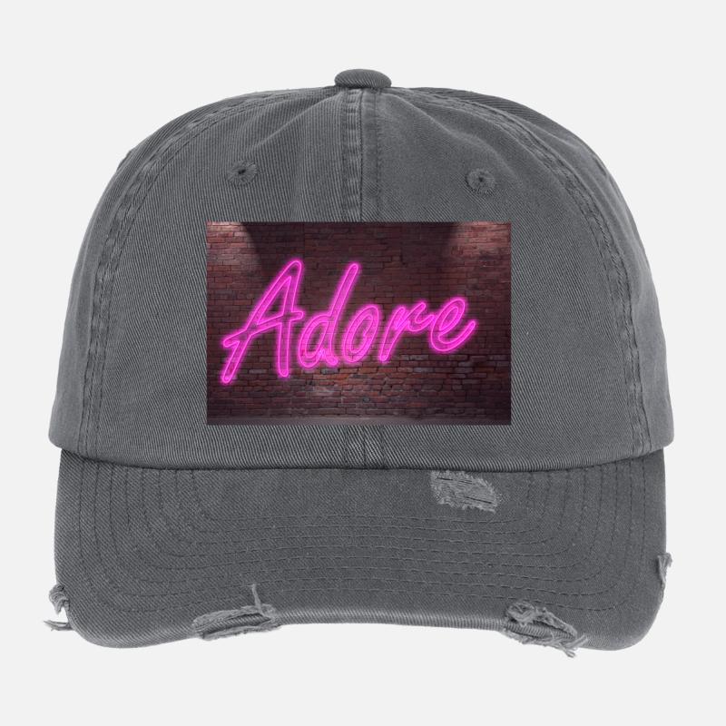 Les néons adorent le lettrage sur Brick Wall la nuit Casquette vintage effet usé Flexfit