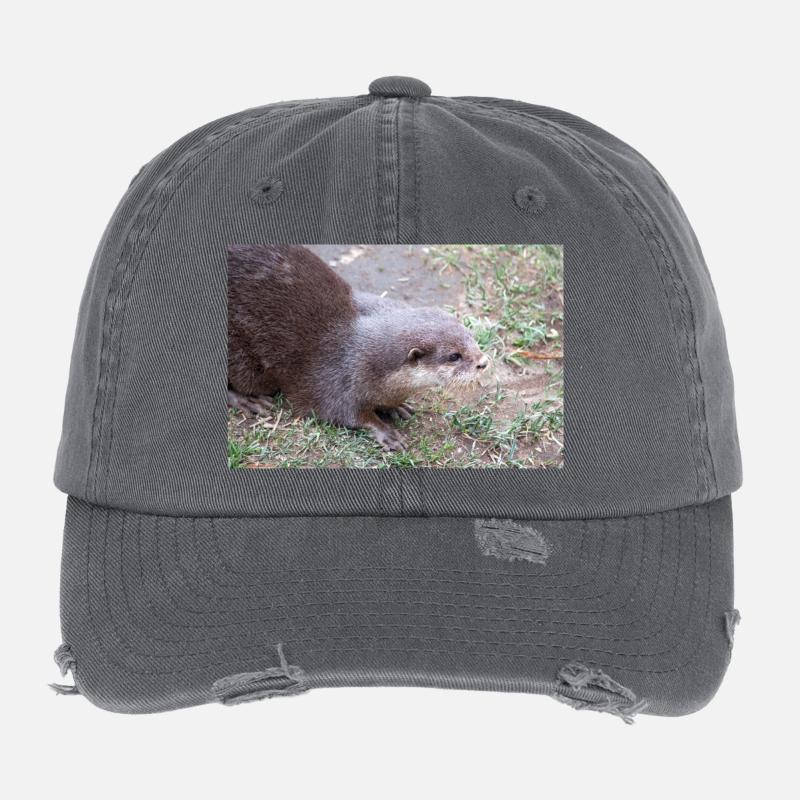 Asian small-clawed otter dwarf god Flexfit Vintage Destroyed Cap
