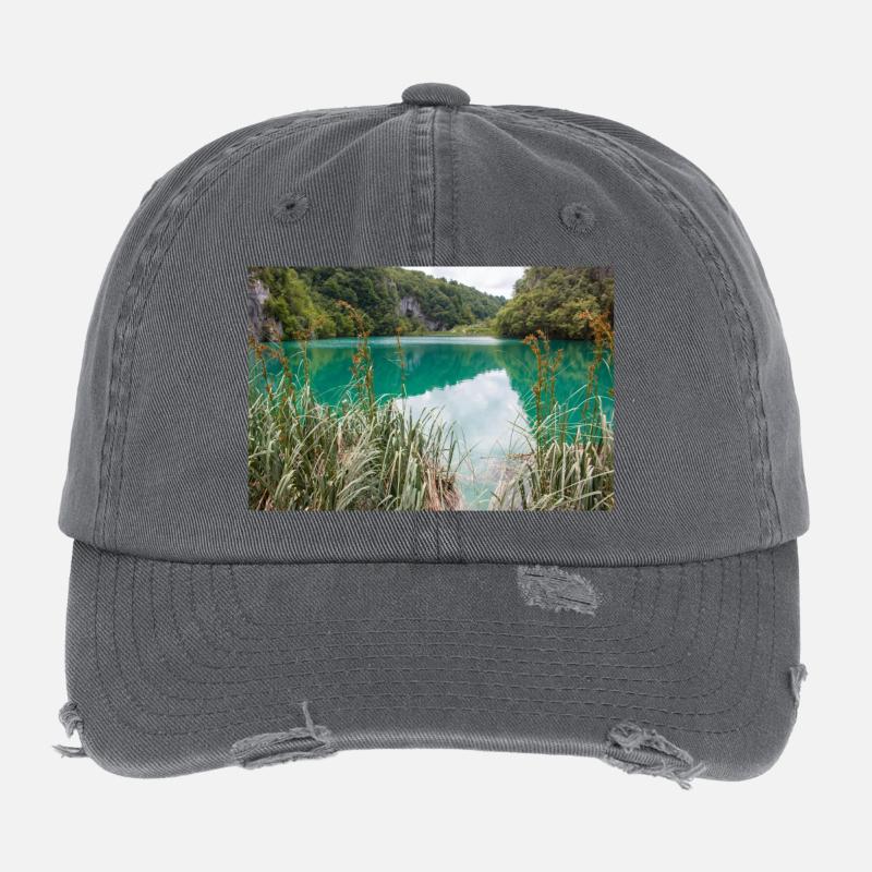 Parc national des lacs de Plitvice eau cristalline Casquette vintage effet usé Flexfit
