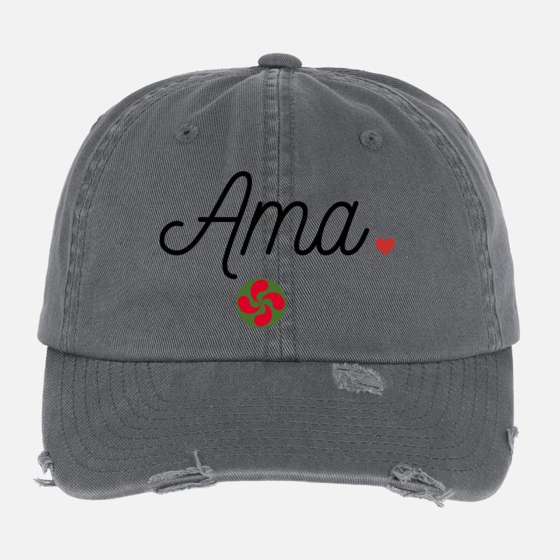 Ama et Lauburu. Maman en Basque Casquette vintage effet usé Flexfit