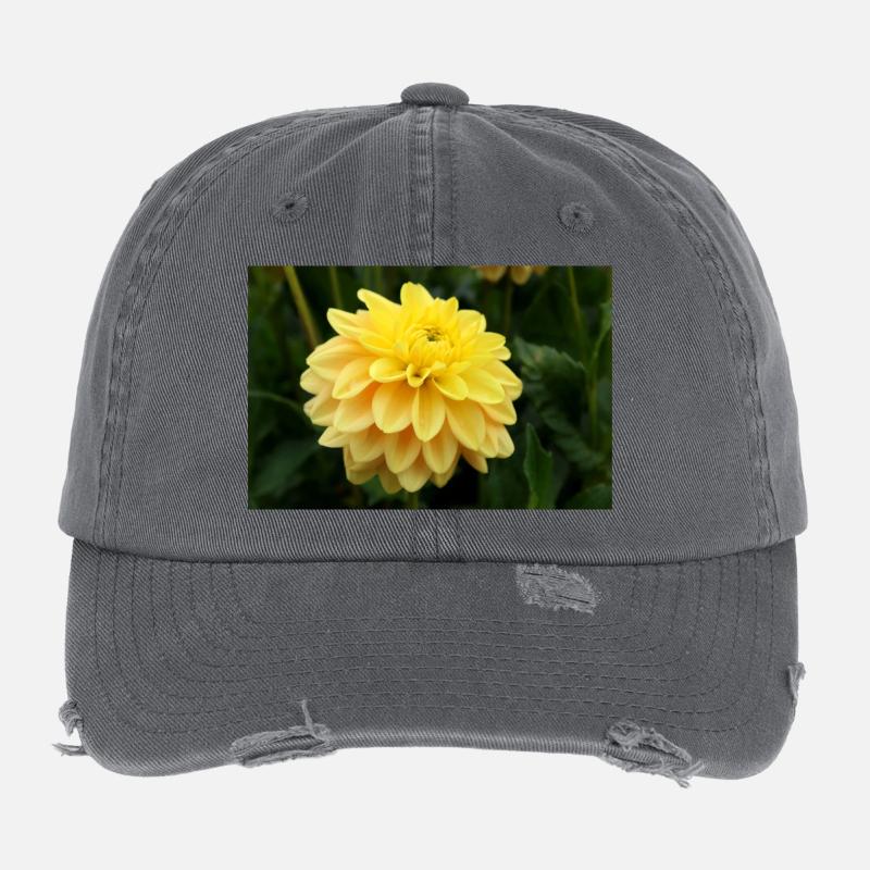 Dahlie gelb Blüte ,Blume Flexfit Vintage Destroyed Cap