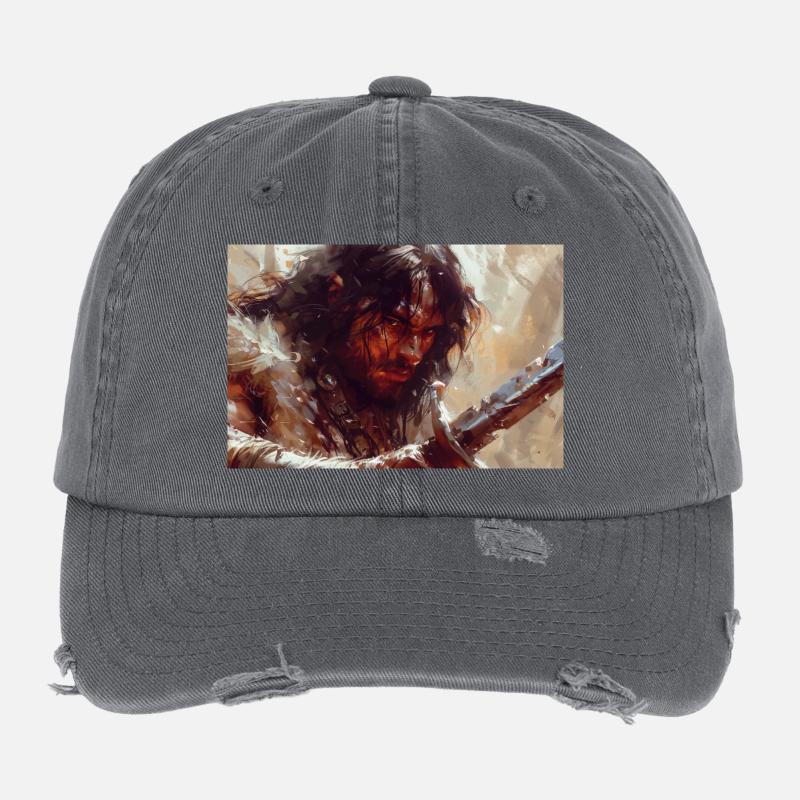 Conan the Cimmerian Illustration Poster Flexfit Vintage Destroyed Cap