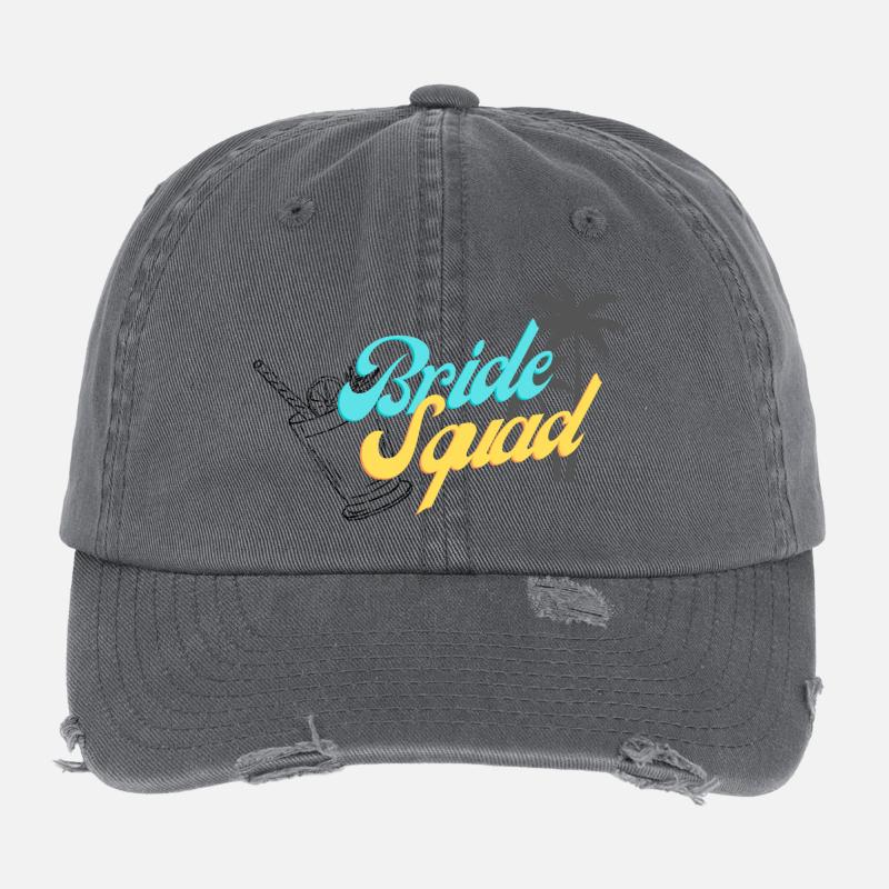 Bride Squad Tropical Sunset Design Casquette vintage effet usé Flexfit