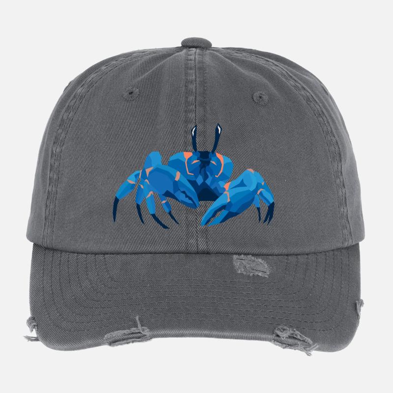 Blue Krab Polygonal Style - Flexfit Vintage Destroyed Cap - dark grey