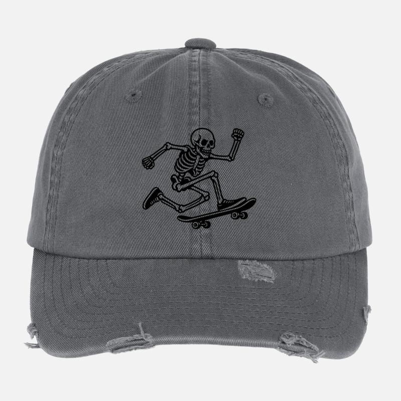 Skateboard squelette en mouvement Casquette vintage effet usé Flexfit