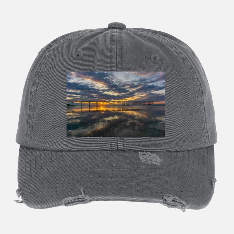 Sunset Pier Reflections Flexfit Vintage Destroyed Cap