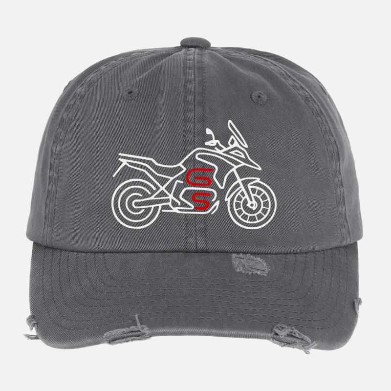 Motorcycle GS white red Flexfit Vintage Destroyed Cap