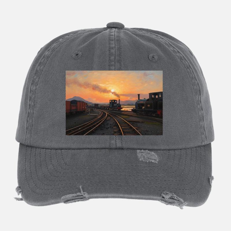 Ffestiniog Coucher de soleil Casquette vintage effet usé Flexfit